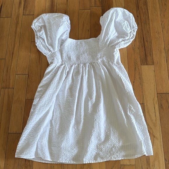 Old Navy | Puff Sleeve Babydoll Mini White Dress | Size L - Picture 6 of 6